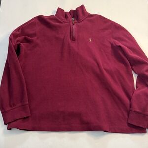 Polo Ralph Lauren Mens Burgundy 1/4 Zip Pullover Sweater Estate Rib XL Flaw